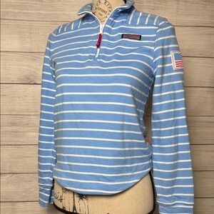 Vineyard Vines Women's Patriotic Blue Striped 1/4 Zip Top